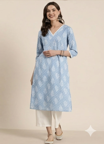 Women printed with less Kurtis